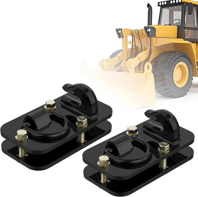 Aprapustec 2 Pack 3/8" Tractor Bucket Hooks with Tie Down Ring - Grade 70 Forged Steel Bolt-On Grab Hook with Backing Plate, Max Load 15,000 lbs, Compatible with Kubota, John Deere, RV, UTV, Truck, Black - Image 1